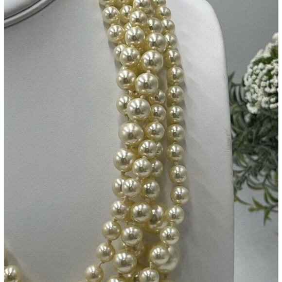 J. Crew Vintage Signed Five Multi-strand Off White Faux Pearl Necklace - Picture 4 of 13